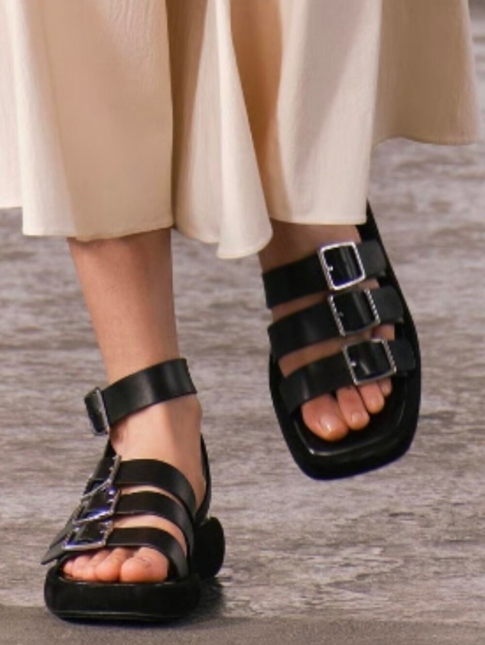 Sz 8 9 10 ZARA GENUINE LEATHER BUCKLED STRAP FLATFORM SANDALS